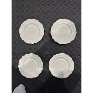 Red Cliff White Ironstone Heirloom Coffee Saucer Plate 6” (Set of 4)